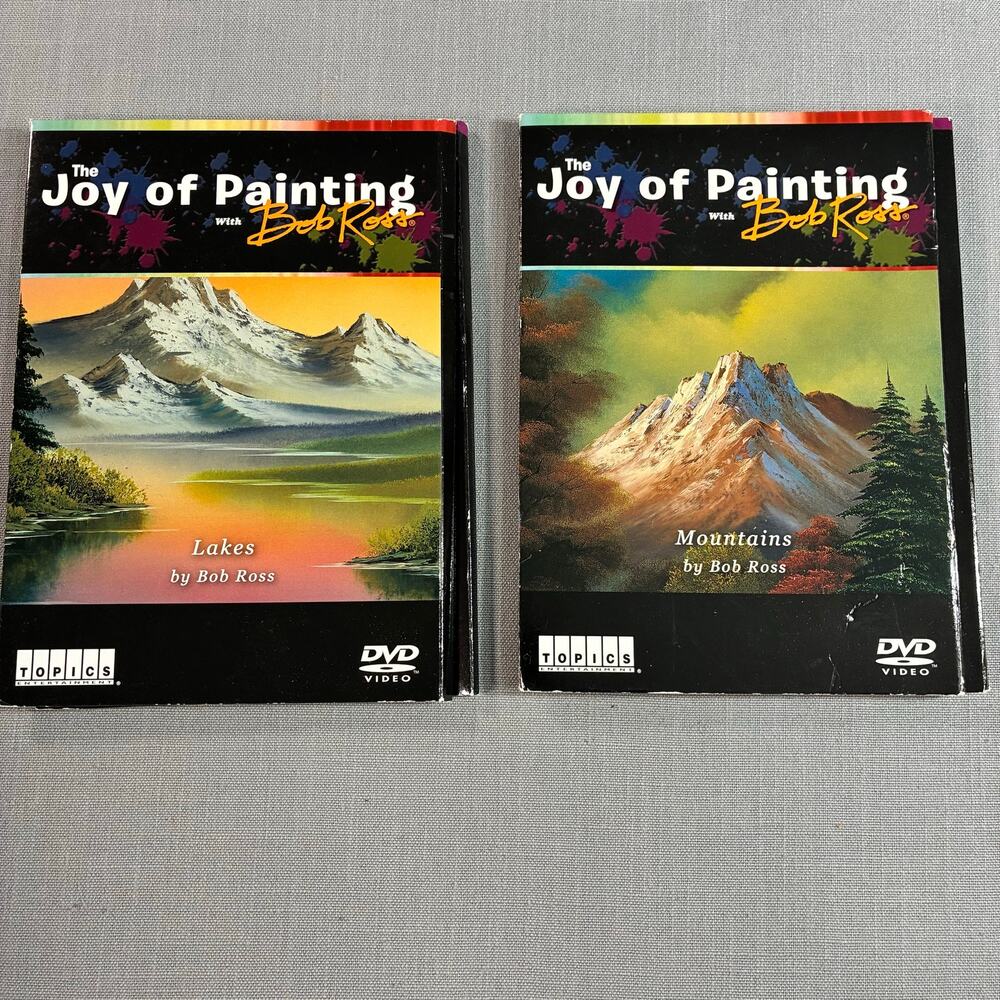 Bob Ross Joy of Painting Lakes & Mountains 4 DVD Lot Painting Tutorial Set